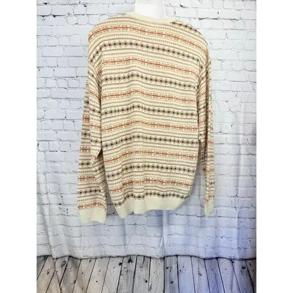 Chaps Ralph Lauren Brown Geometric Cotton Knitted Sweater Size XL - read - Picture 4 of 11